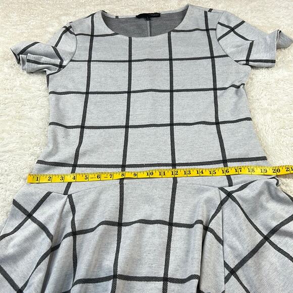 Harve Benard grey and black checked drop waist mini dress, L - Picture 6 of 9